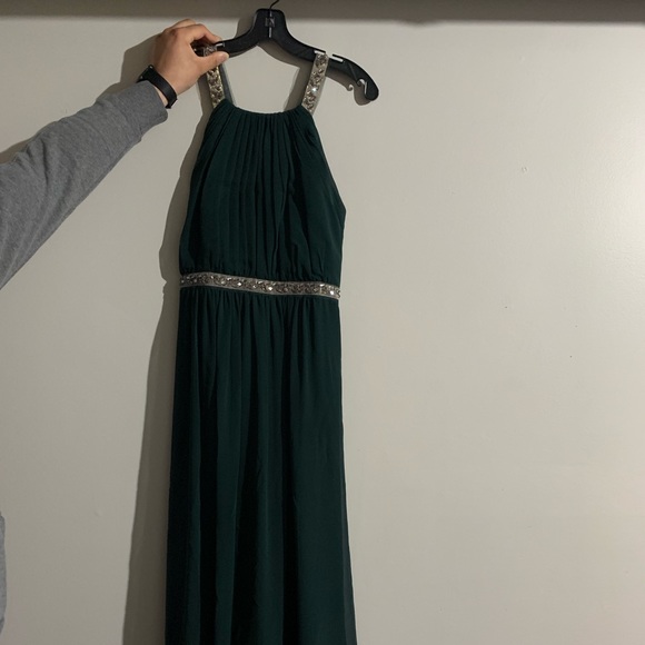 BCBG MaxAzria Celestine Dark Green Floor Length Dress - Picture 3 of 9